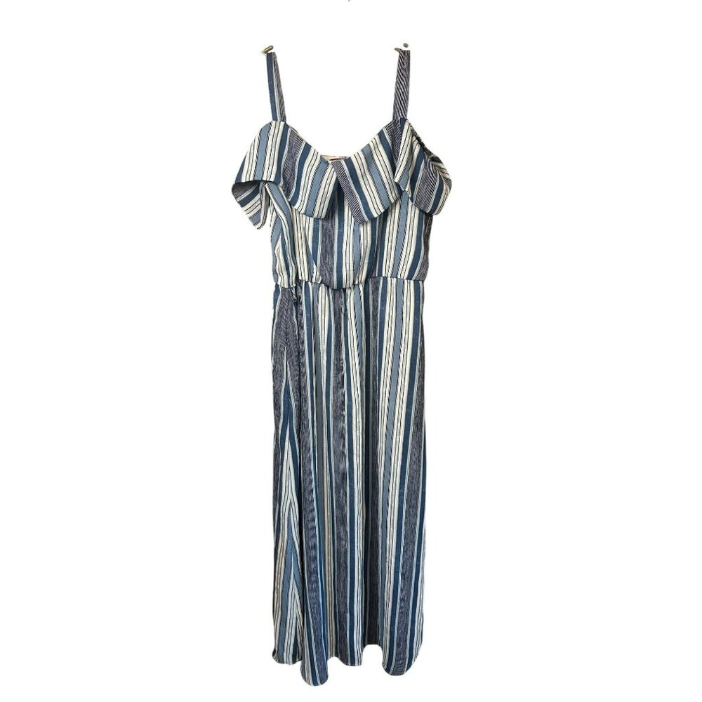 Luxology Womens Size 8 14x52 Cold-Shoulder Maxi Dress Striped Flowy Summer Dress